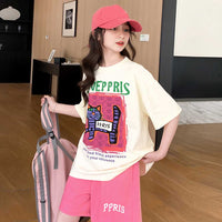 Girls Graphic Print T-Shirt With Shorts Set Sets   