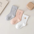Pack of 3 Girls Multicolour Ruffle Edge Calf Length Socks Socks Multicolor 0-3 M