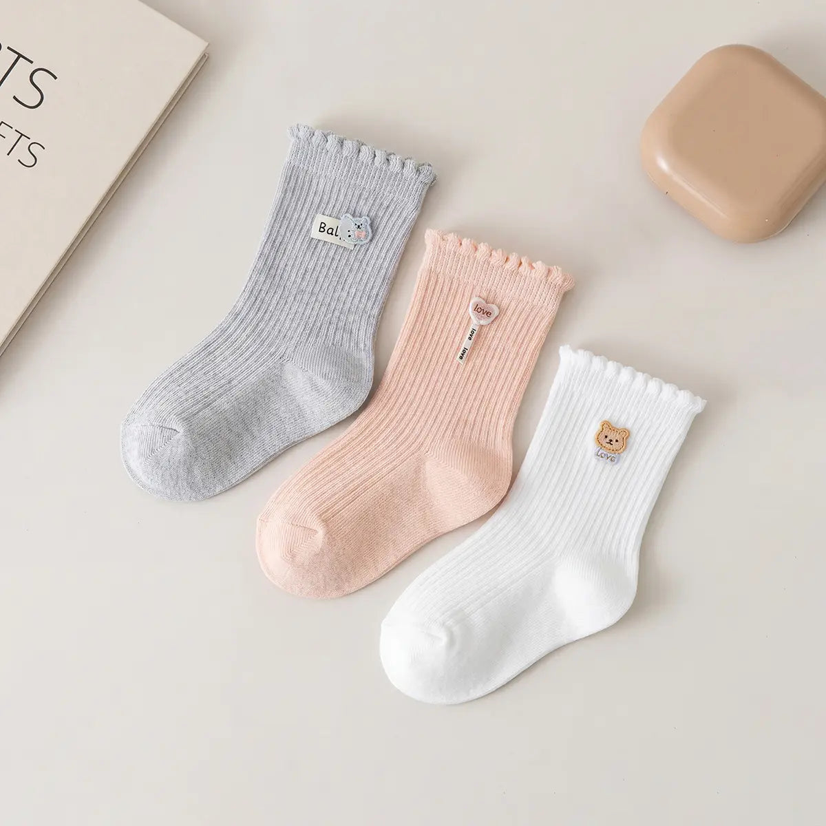 Pack of 3 Girls Multicolour Ruffle Edge Calf Length Socks Socks Multicolor 0-3 M