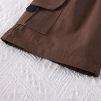 Boys Brown Bear Pocket Striped T-Shirt With Cargo Shorts Sets 2 pc. Sets