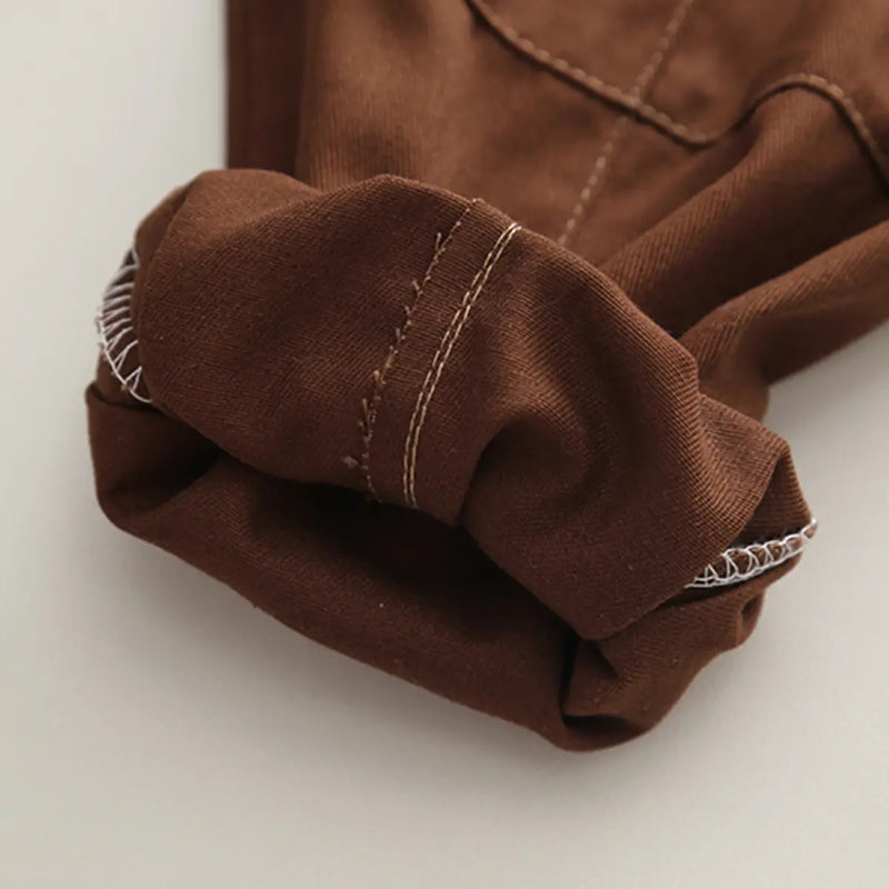 Boys Olive Green Cardigan With Shirt & Dark Brown Jogger Sets Sets