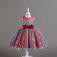 Girls Red Star Foil Print Sleeveless Fit & Flare Party Wear Dress Party Dresses Red 2-3 Y