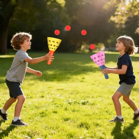 Kids Pink & Yellow Catch Ball Launcher Cups Trending Accessories Pink Onesize