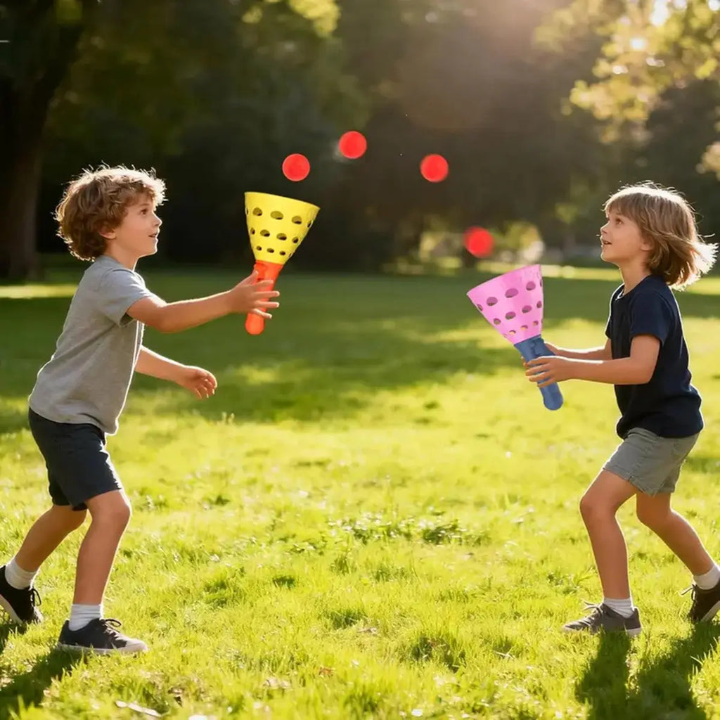 Kids Pink & Yellow Catch Ball Launcher Cups Trending Accessories Pink Onesize