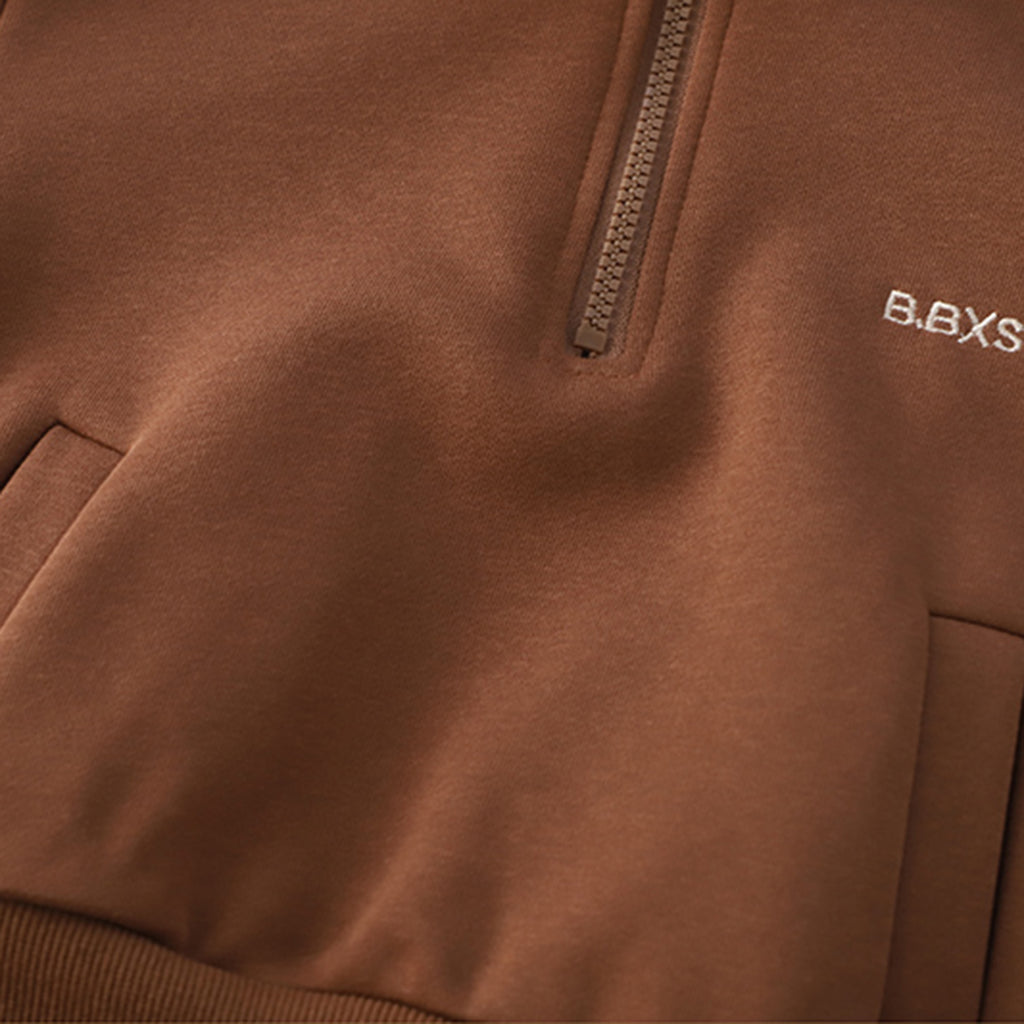 Boys Brown Solid Sweatshirt With Pants Co-ord Set 2 pc. Sets