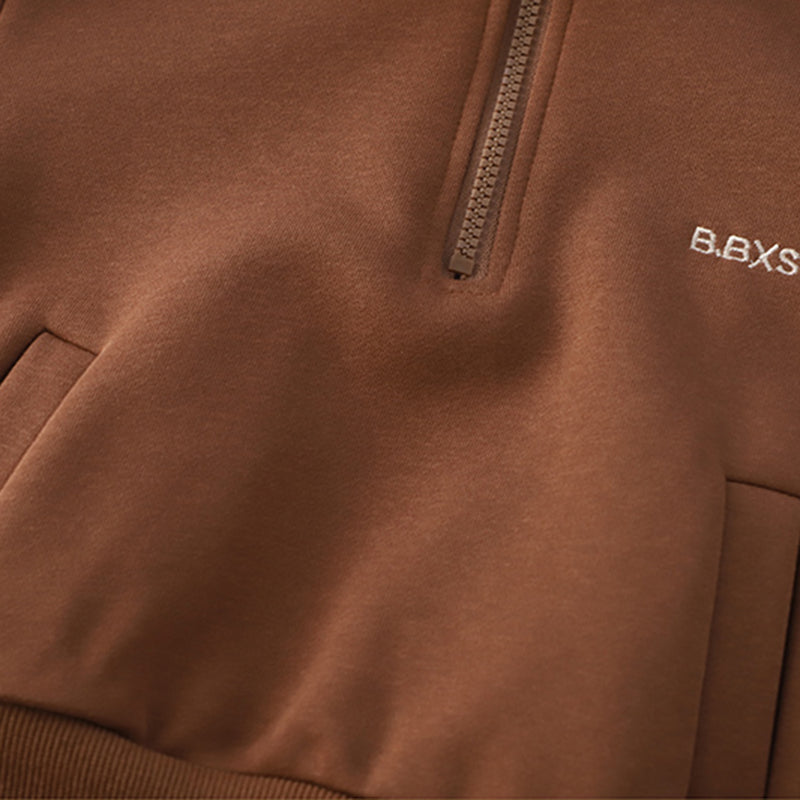 Boys Brown Solid Sweatshirt With Pants Co-ord Set 2 pc. Sets