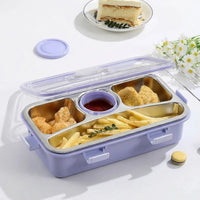 Kids Purple Stainless Steel 4-Compartment Lunch Box Trending Accessories