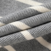 Boys Grey Polo Collar Sweatshirt With Self Design Stripe Patterns Sweaters & Cardigans