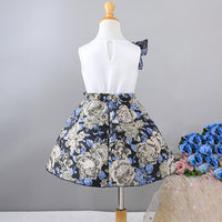 Girls Multicolor Sleeveless Floral Print Ruffle Dress Casual Dresses