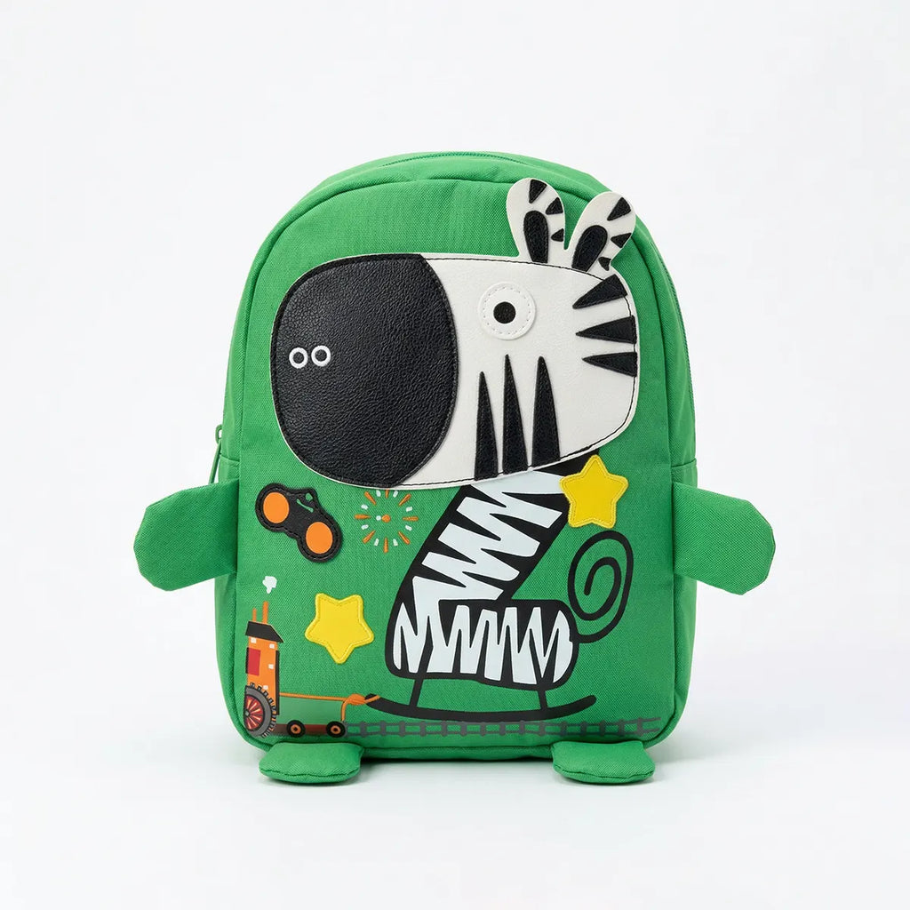 Boys Green Animal Print Cotton School Backpack Trending Accessories Green Onesize
