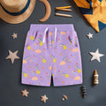 Girls Printed Rib Waist Elasticated Shorts Shorts Purple 1-2 Y 