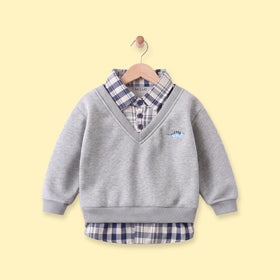 Boys Grey Embroidered Long Sleeve Sweater Sweaters & Cardigans Grey 1-2 Y