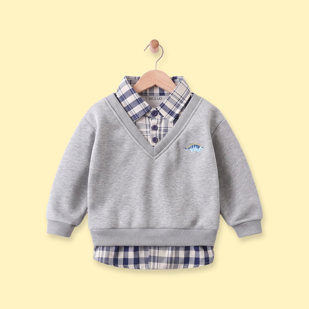 Boys Grey Embroidered Long Sleeve Sweater Sweaters & Cardigans Grey 1-2 Y