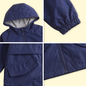 Boys Navy Blue Hooded Zip-up Jacket Coats & Jackets