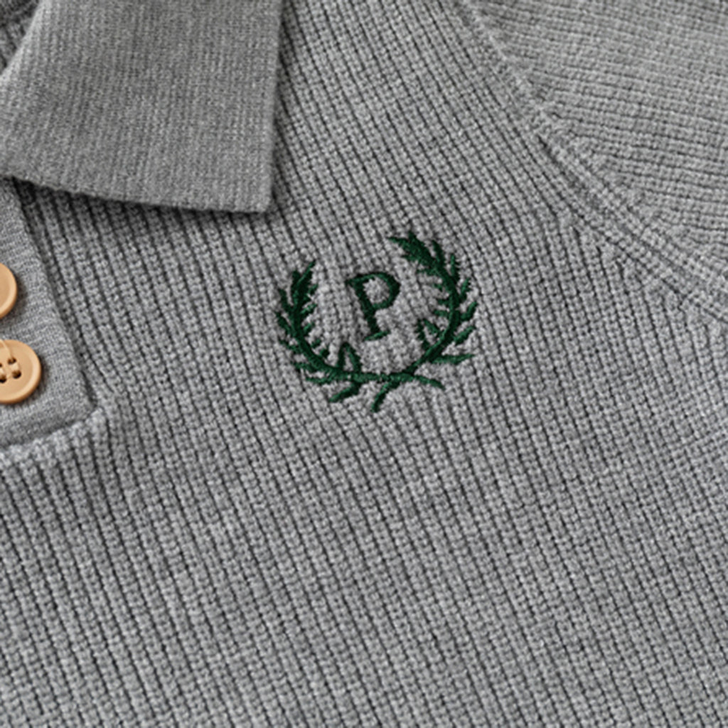 Boys Grey Self-Design Polo Sweater Sweaters & Cardigans