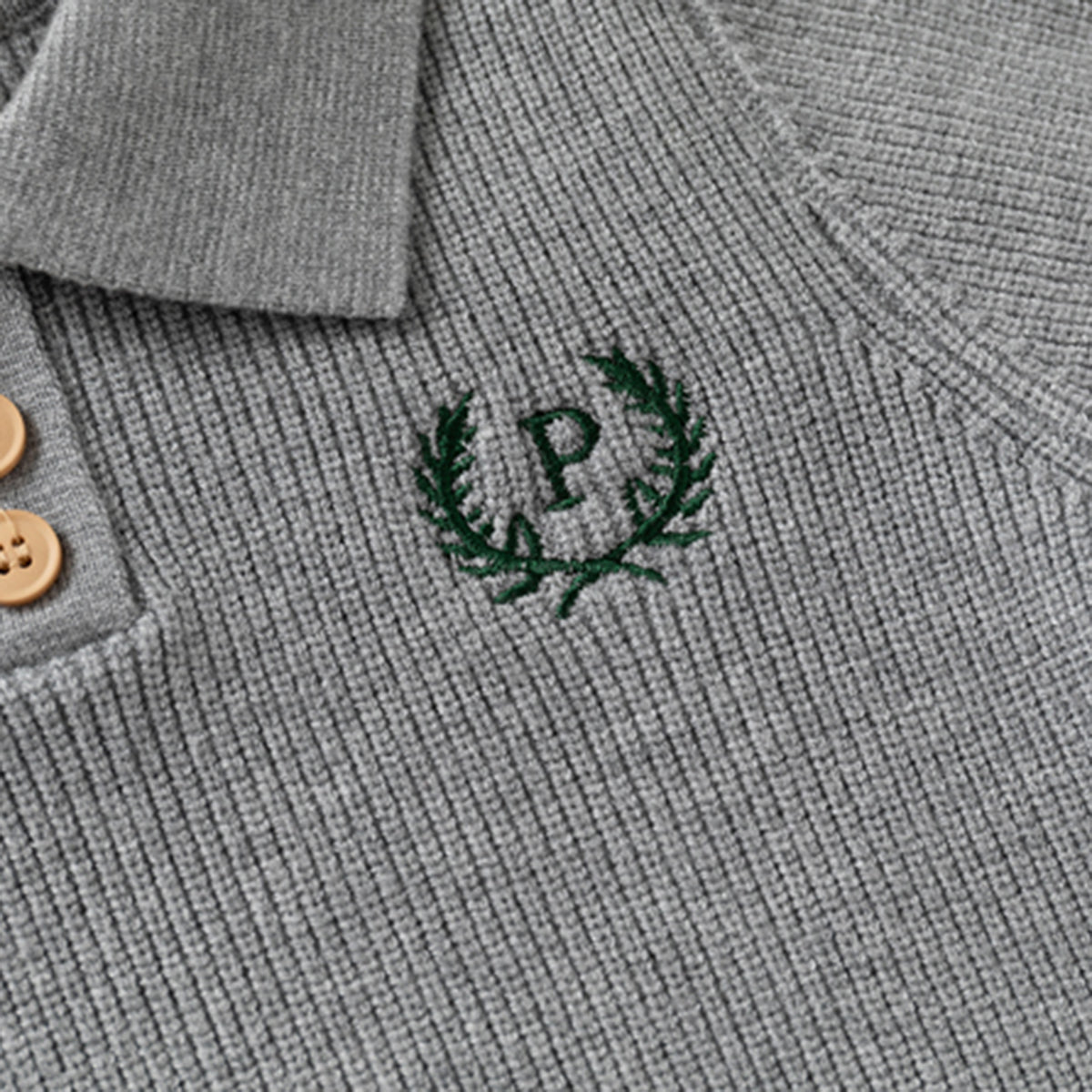 Boys Grey Self-Design Polo Sweater Sweaters & Cardigans