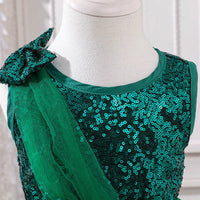 Girls Green Sequined Fit & Flare Party Wear Dress Party Dresses