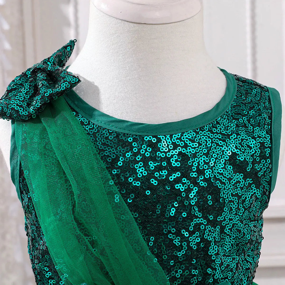 Girls Green Sequined Fit & Flare Party Wear Dress Party Dresses