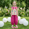 Girls Pink Floral Print Sleeveless Top With Elasticated Hem Pants Set Sets Pink 3-4 Y