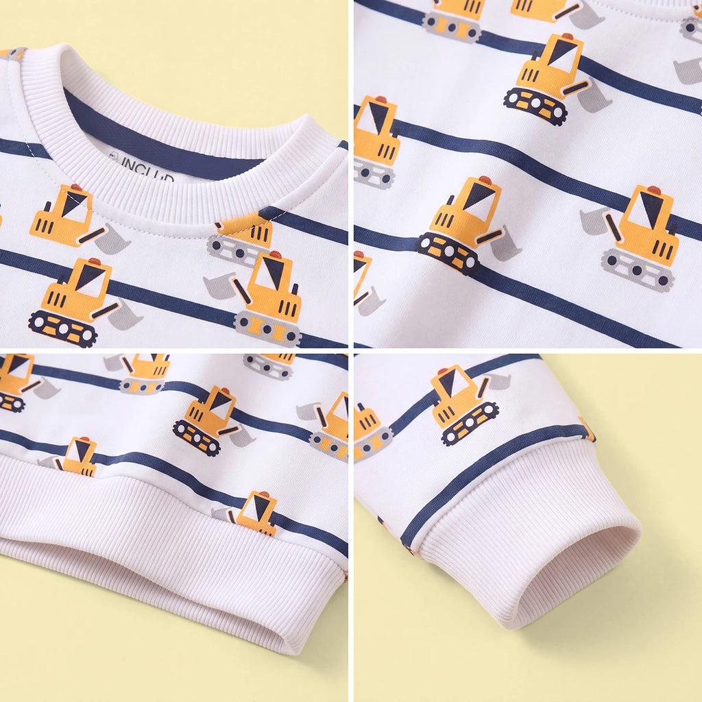 Boys White Round Neck Graphic Sweatshirt Sweatshirts & Hoodies