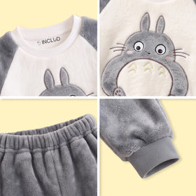 Boys Grey Totoro Applique Fleece Sweatshirt & Pants Sets 2 pc. Sets
