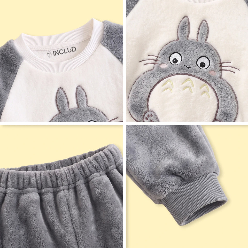 Boys Grey Totoro Applique Fleece Sweatshirt & Pants Sets 2 pc. Sets