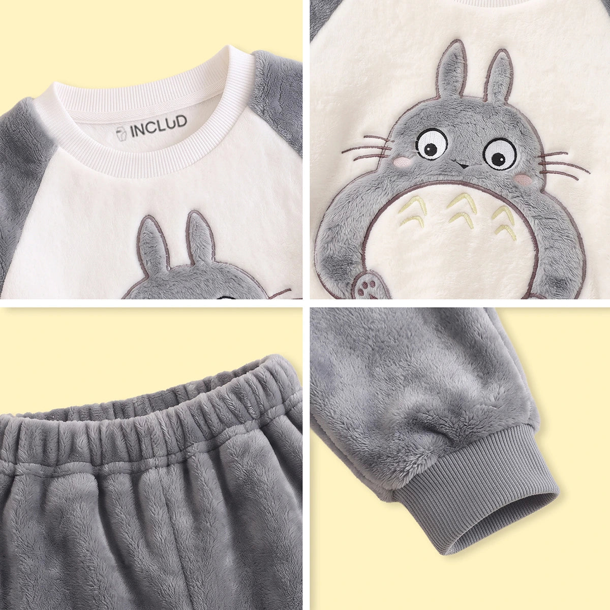 Boys Grey Totoro Applique Fleece Sweatshirt & Pants Sets 2 pc. Sets