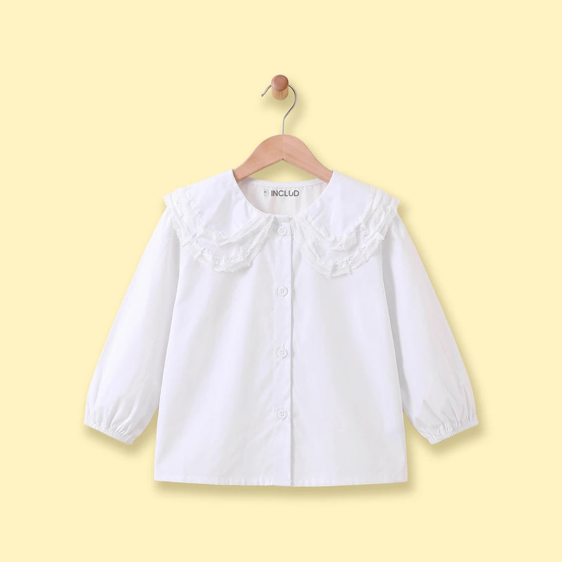 Girls White Long Sleeve Top Tops White 1-2 Y