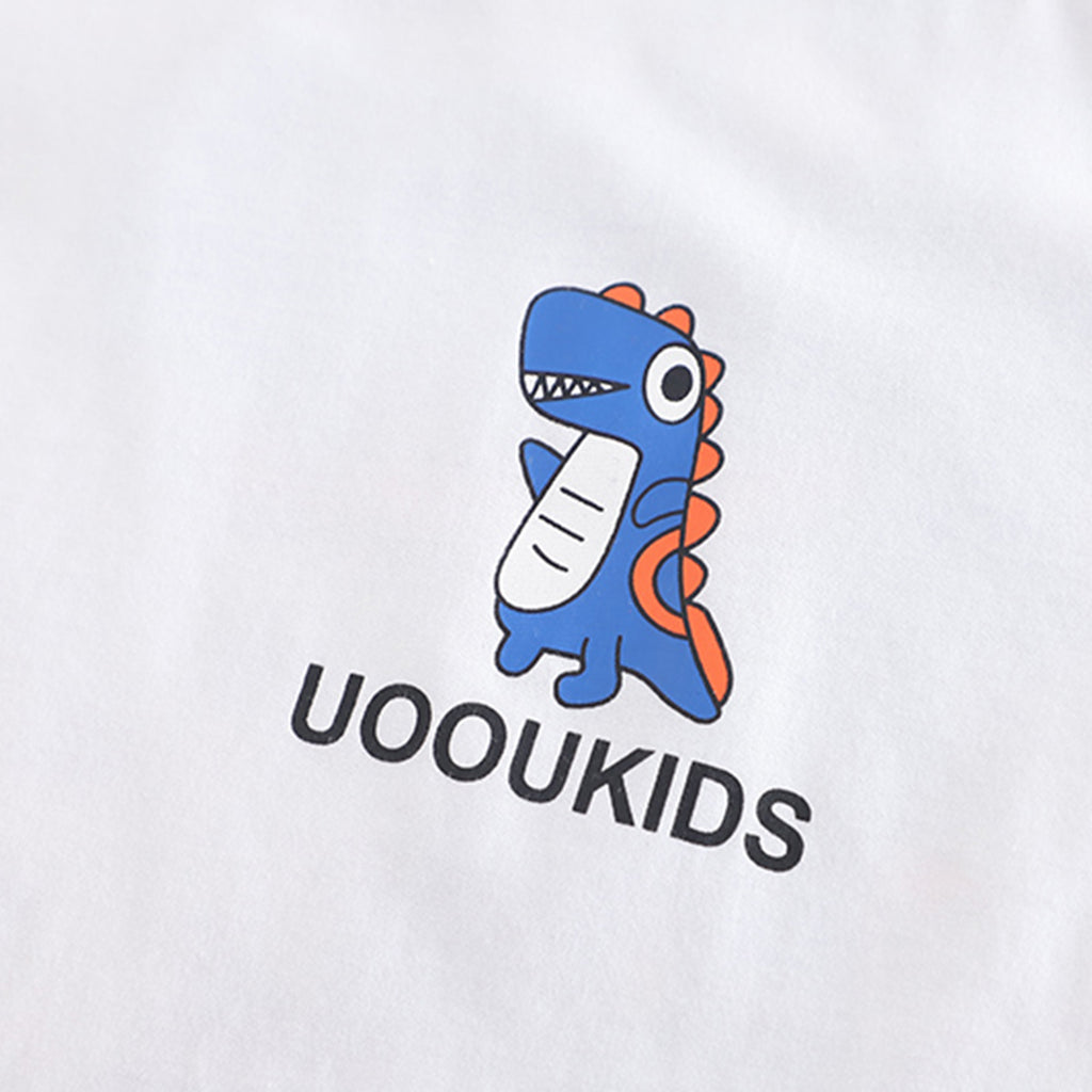 Boys White Dinosaur Graphic T-Shirt With Denim Shorts Set 2 pc. Sets