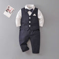 Boys Sleeveless Waistcoat With Shirt & Trousers Set 3 pc. Sets Dark Blue 1-2 Y 