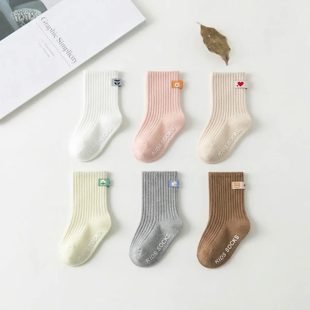 Pack of 6 Multicolour Ribbed Knit Ankle Length Socks Socks Multicolor 0-1 Y