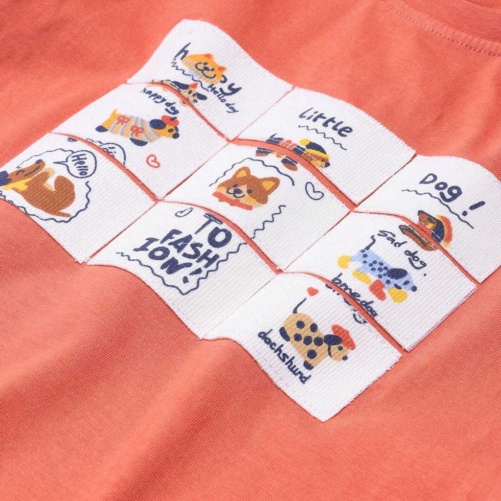 Boys Orange Animal Graphic Short Sleeve T-Shirt With Drawstring Shorts Sets 2 pc. Sets