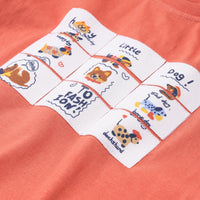 Boys Orange Animal Graphic Short Sleeve T-Shirt With Drawstring Shorts Sets 2 pc. Sets