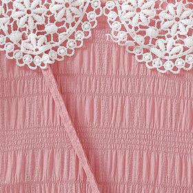 Girls Pink Textured Puff Sleeve Fit & Flare Dress Casual Dresses