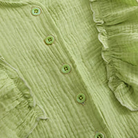 Girls Green Textured Ruffled Top with Tiered Skirt Sets 2 pc. Sets