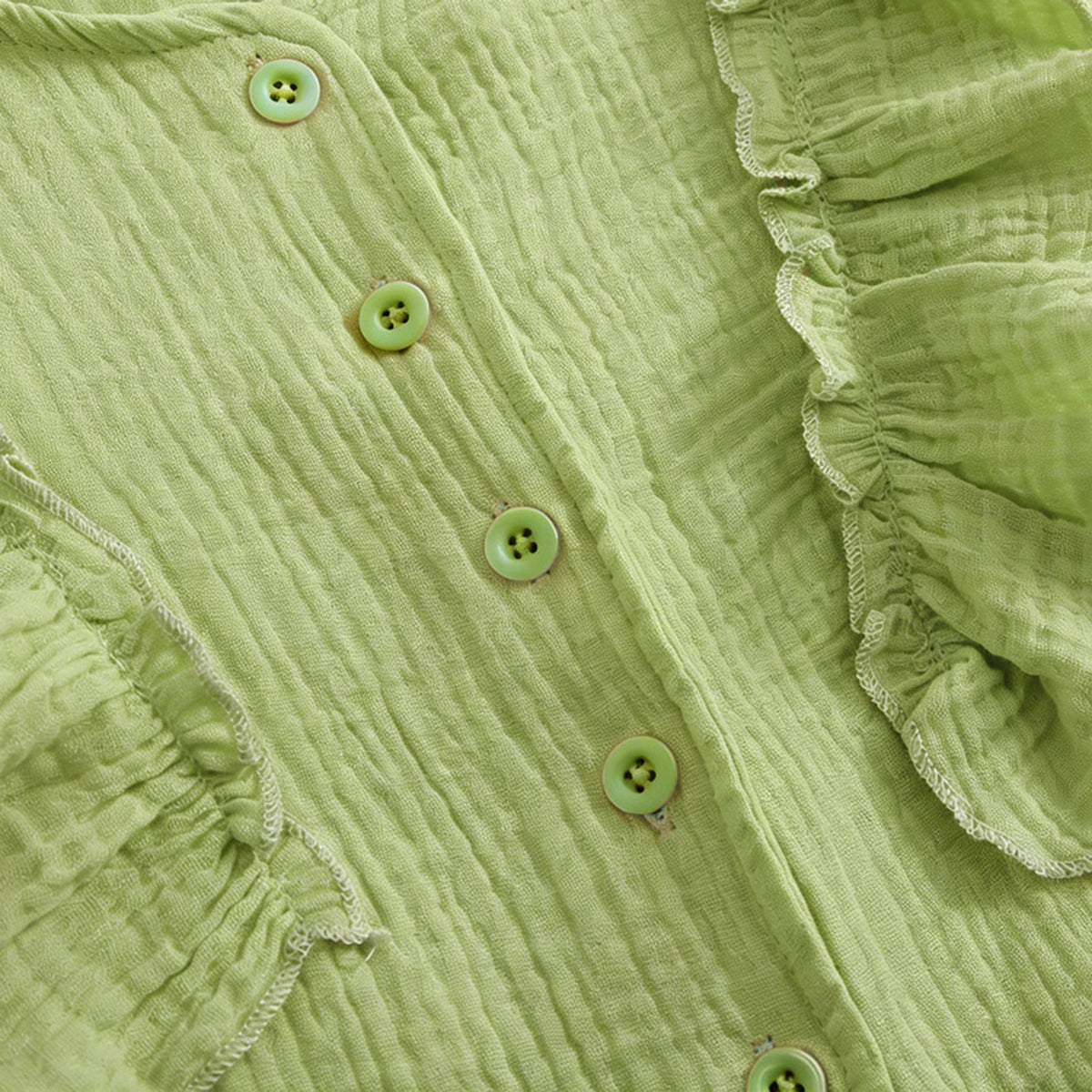 Girls Green Textured Ruffled Top with Tiered Skirt Sets 2 pc. Sets