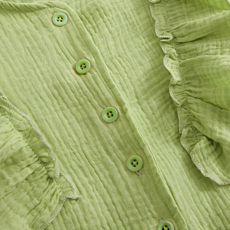 Girls Green Textured Ruffled Top with Tiered Skirt Sets 2 pc. Sets