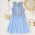 Girls Light Blue Sleeveless Round Necked Casual Dress Casual Dresses Light Blue 12-13 Y
