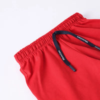 Boys Red Typographic Printed Short Sleeve T-Shirt With Drawstring Shorts Sets Sets