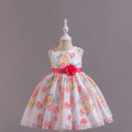 Girls Pink Floral Print Fit & Flare Party Wear Dress Party Dresses Pink 1-2 Y