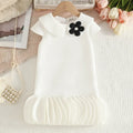 Girls White Cap Sleeves A-line Dress With Ruffled Hem Party Dresses White 2-3 Y