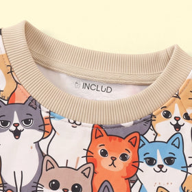 Boys Multicolour Cat Print Sweatshirt With Pants Sets 2 pc. Sets