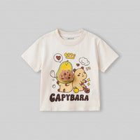 Boys Cream Short Sleeve Capybara Graphic Print T-Shirt Tshirts Cream 1-2 Y
