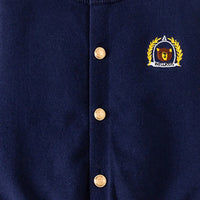 Girls Navy Blue Bear Face Embroidered Button Down Knitted Cardigan Sweaters & Cardigans