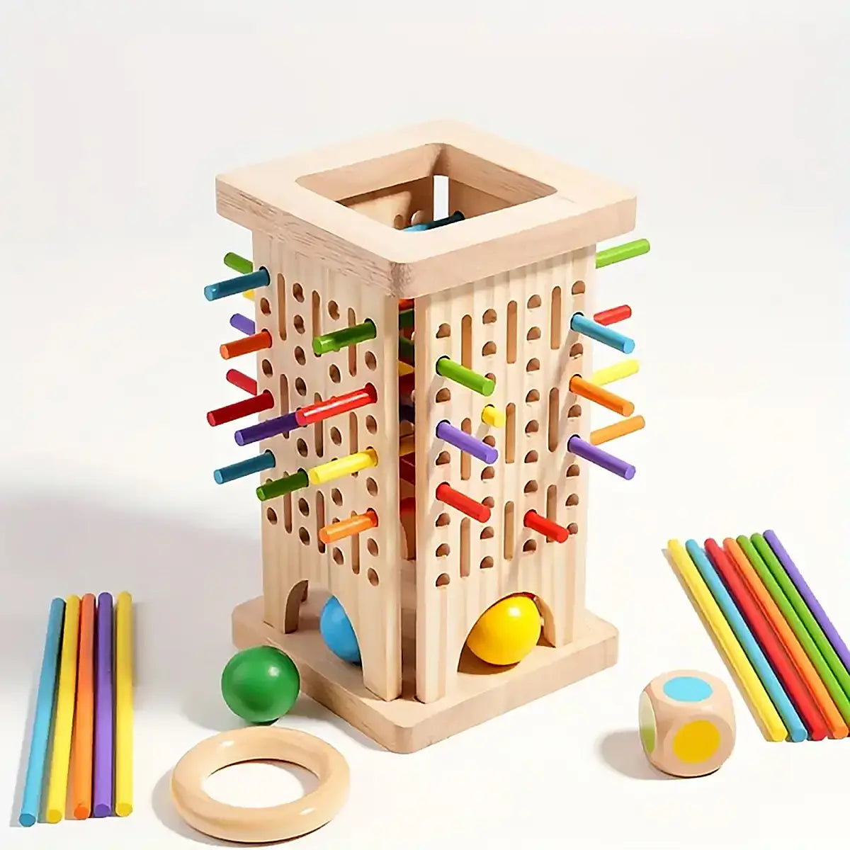 Kids Wooden Stick & Ball Drop Tower Game Trending Accessories