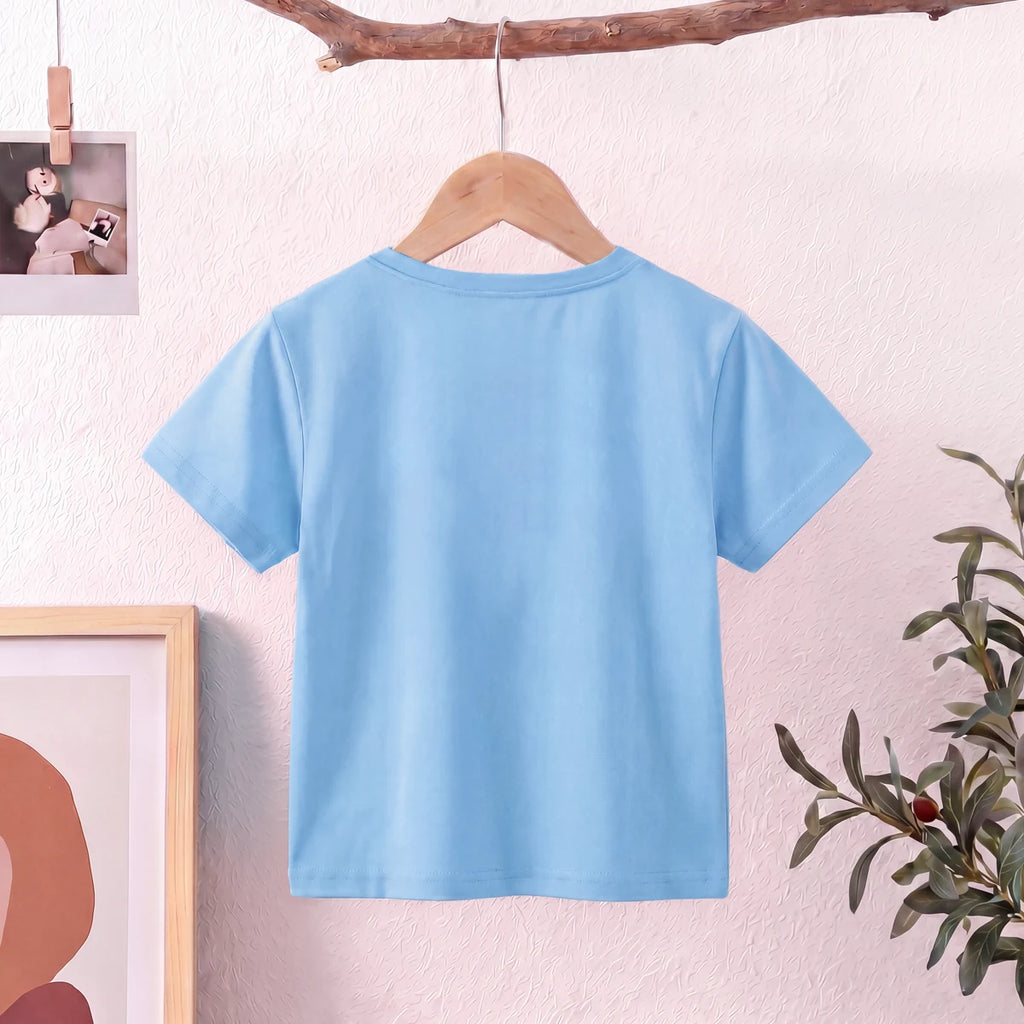Girls Blue Short Sleeve Happy Weekend Typography Print T-Shirt Tshirts