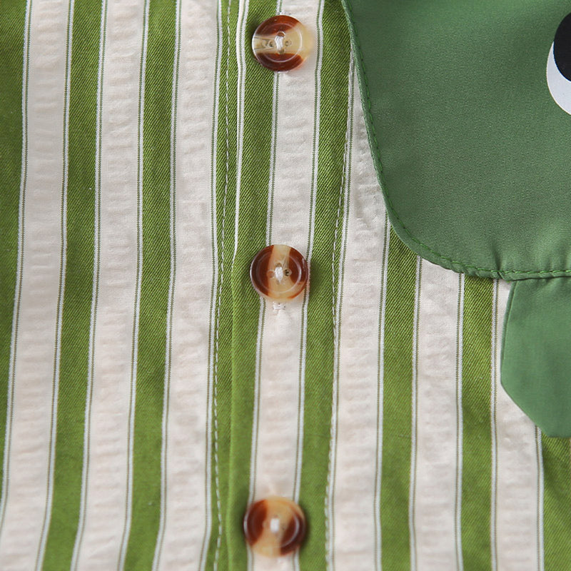 Boys Green Stripes Oversized Shirt With Denim Pants Set 2 pc. Sets