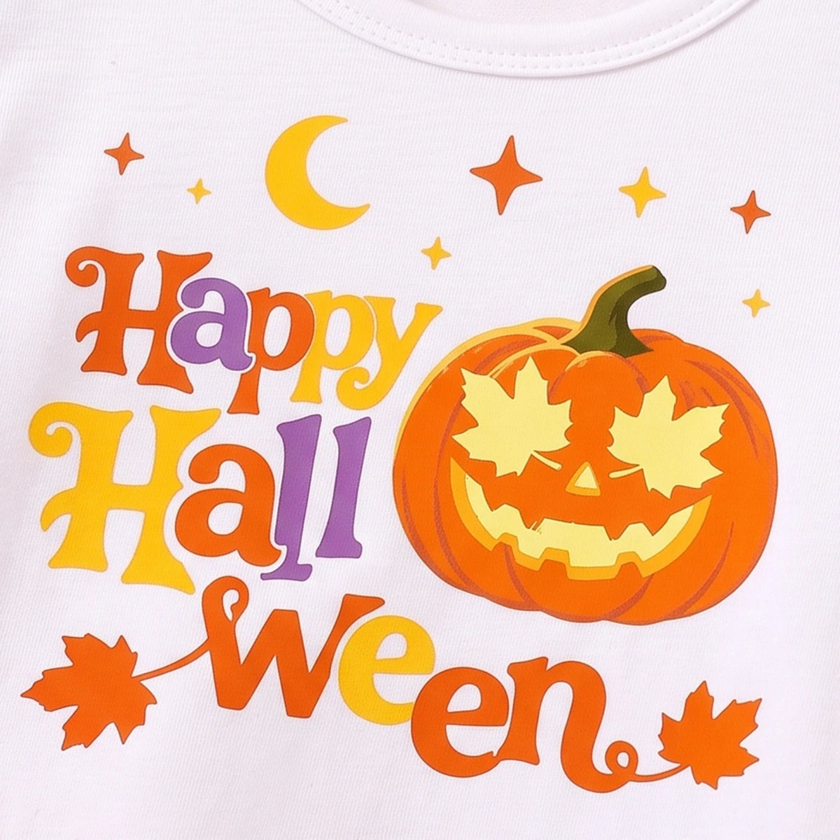 Girls White Happy Halloween Print Top With Skirt Sets 2 pc. Sets