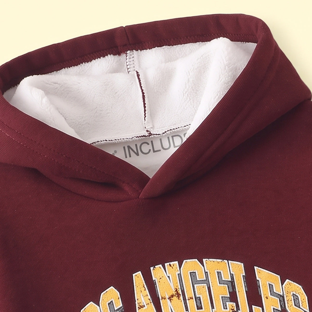 Boys Maroon Typographic Hooded Sweatshirt & Pants Sets Sets