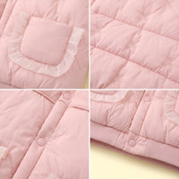 Girls Light Pink Embroidered Long Sleeve Jacket Coats & Jackets